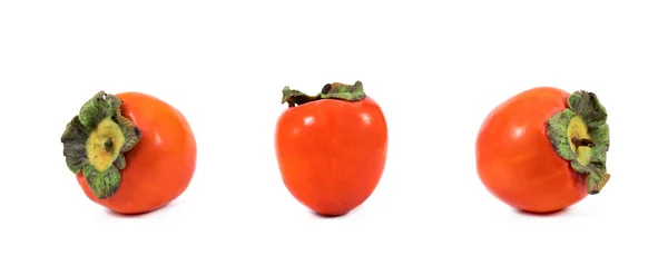 Frutas Caqui Isoladas Sobre Fundo Branco — Fotografia de Stock