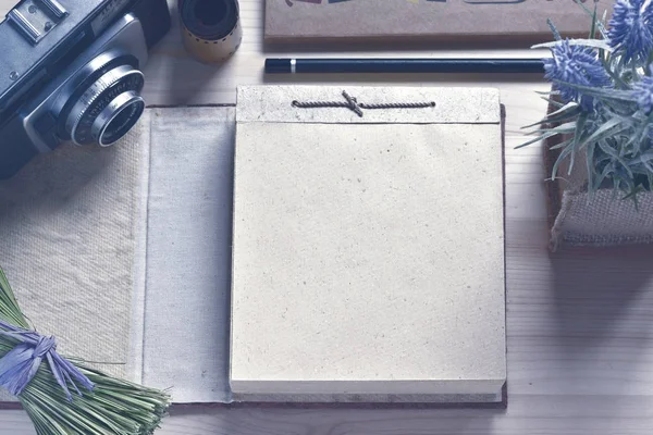 Squared Paper Notepad On Wooden Table. — Stock Photo, Image