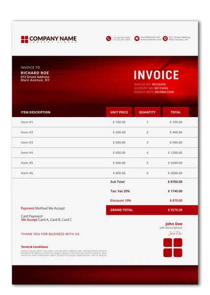 Elegant Vector Invoice Template For Creative Design. — Stock Vector
