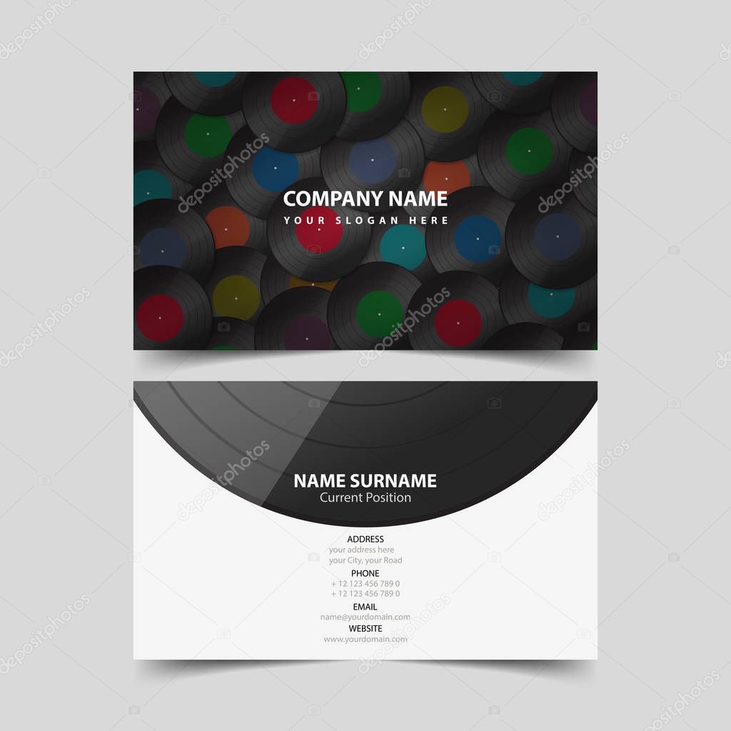 Vinyl Record Business Card Template.