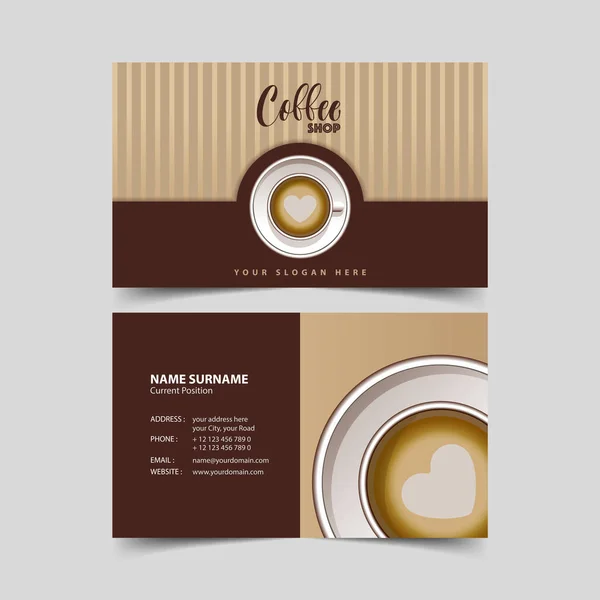 Plantilla de diseño de tarjeta de visita de cafetería. — Vector de stock