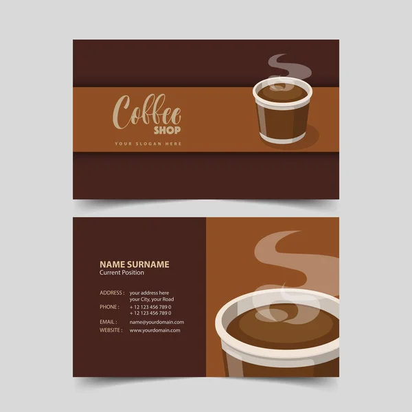 Plantilla de diseño de tarjeta de visita de cafetería. — Vector de stock