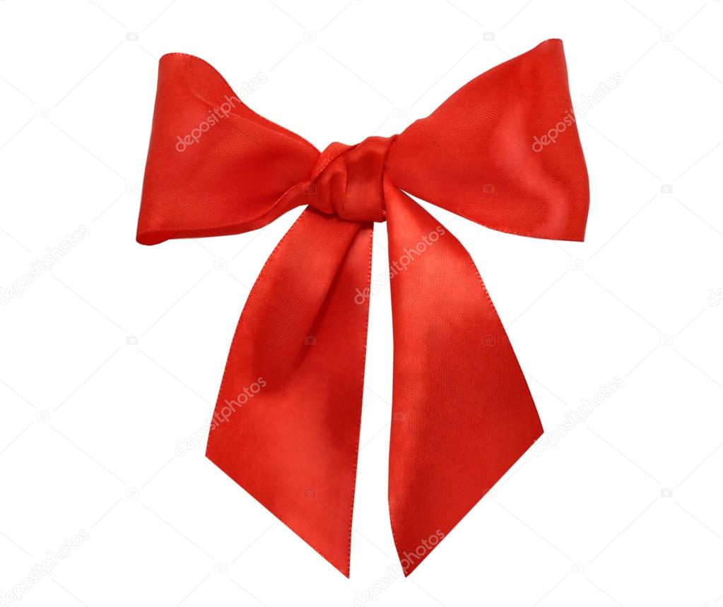 red satin gift bow, isolated on white
