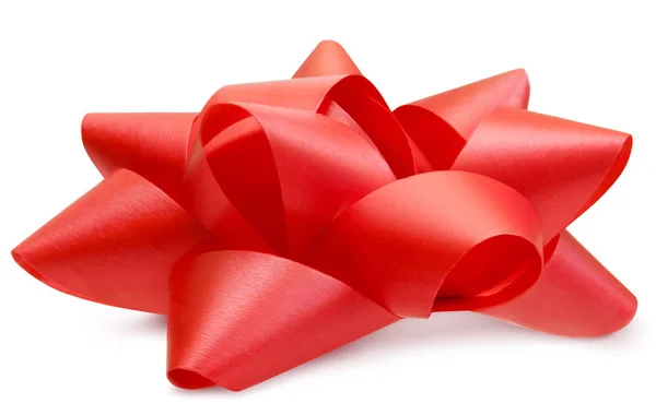 Red lush bow side view isolated with path — Stock Photo, Image