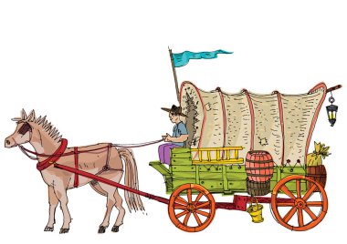 Sosis, pastırma, peynir ve diğer geleneksel lezzetlerle dolu geleneksel bir İtalyan gıda deposu. Antika bir marketin ön cephesi. Karikatür. Çizgi film.