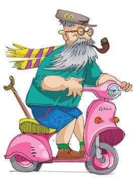 yaşlı kişi bir scooter sürme