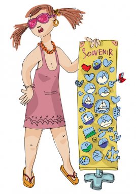Stand dolusu magnetes ve turistik malzeme yakınındaki bir Hediyelik eşya satıcı. 