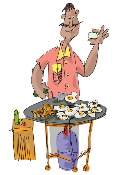 Produttore indiano di omelette — Vettoriale Stock