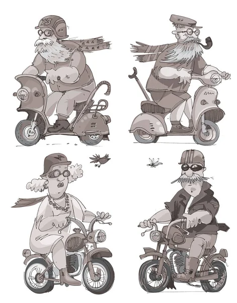 Personne âgée sur un scooter — Image vectorielle