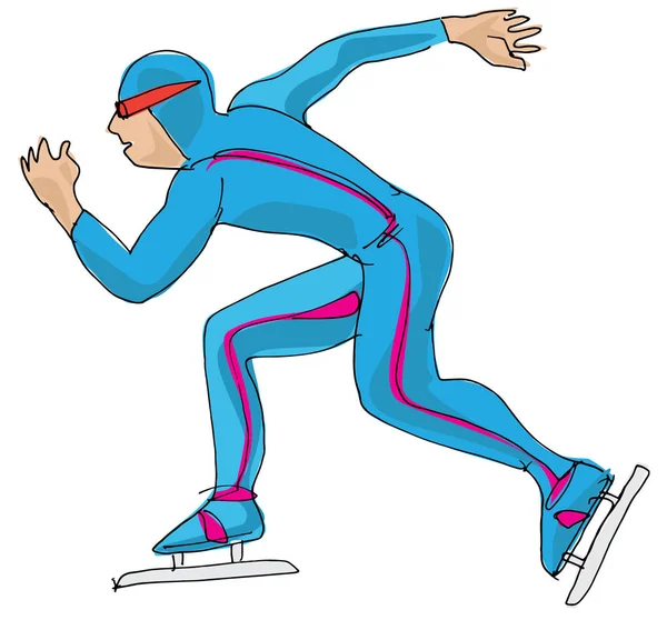 Patinaje Rápido Velocidad Patinaje Carrera Sprint Turno Caricatura — Vector de stock