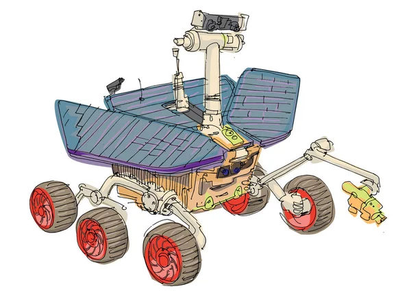 Ein Mars Rover Automatisiertes Kraftfahrzeug Ein Wissenschaftliches Fernsteuerungsfahrzeug Mit Speziellen — Stockvektor