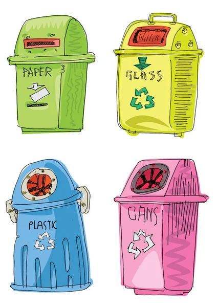 Ensemble de poubelles différentes . — Image vectorielle