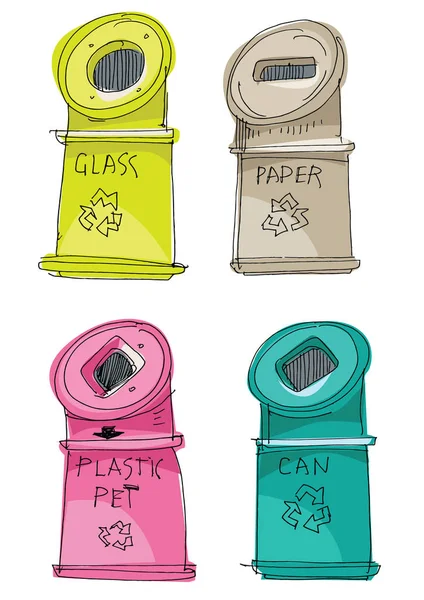 Ensemble de poubelles différentes . — Image vectorielle