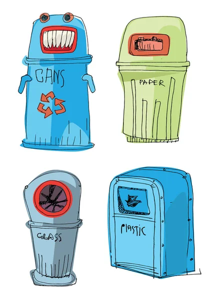 Ensemble de poubelles différentes . — Image vectorielle