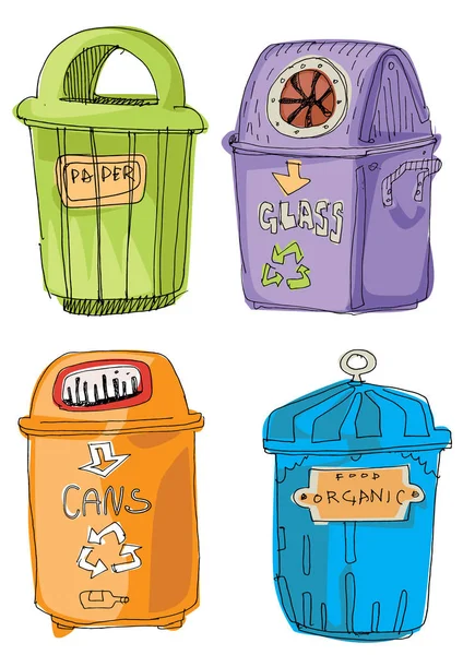 Ensemble de poubelles différentes . — Image vectorielle