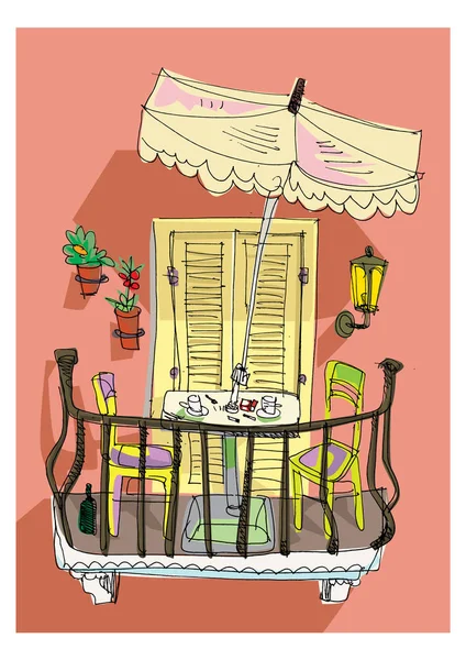 Cute vintage balcony — Stock Vector