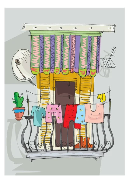 かわいいヴィンテージのバルコニー — ストックベクタ