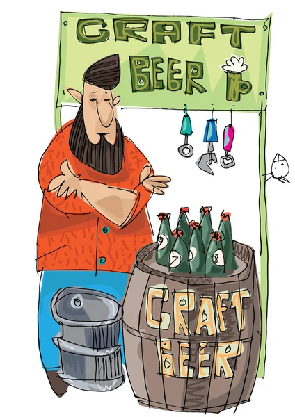 Craft beer vendor — Stock Vector