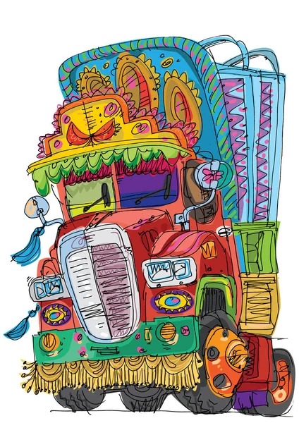 インドのトラックを装飾 — ストックベクタ