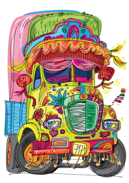 Hint kamyon dekore edilmiş — Stok Vektör