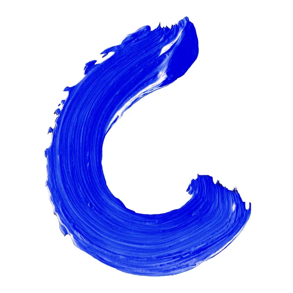 The letter C drawn with blue paints on white background. — Stock Photo, Image