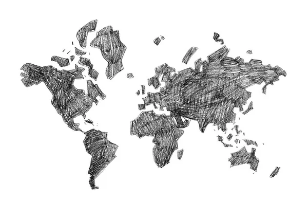 Mão Desenhado Preto Branco Pôster Mapa Mundo Para Diferentes Fins — Fotografia de Stock