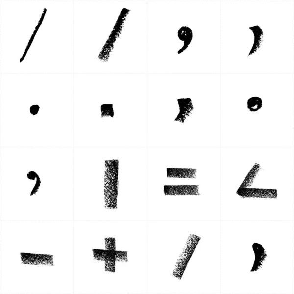 Punctuation Marks Math Symbols Set Hand Drawn Digits Hand Made — ストックベクタ