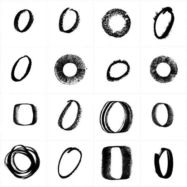 Cero Conjunto Dígitos Dibujados Mano Hecho Mano Con Plantillas Crayón — Vector de stock