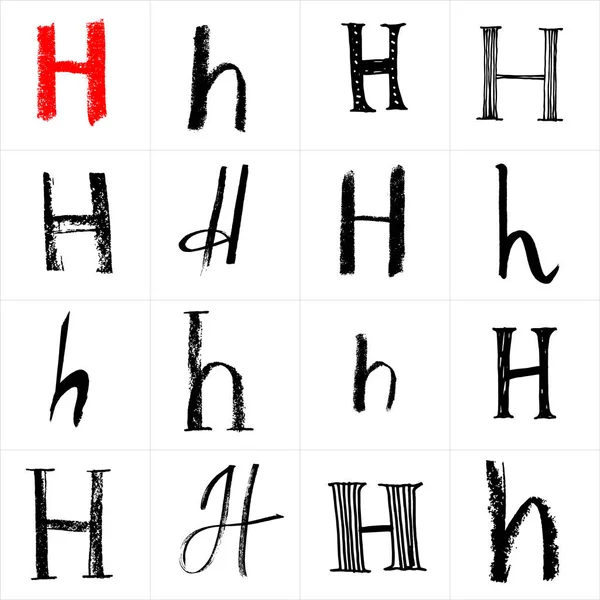 ベクトル文字 手書きの手紙 スプレーで描かれた文字は インクペン ハイライターや他の材料ができます さまざまな材料 ライン デバイス テンプレートのセット — ストックベクタ