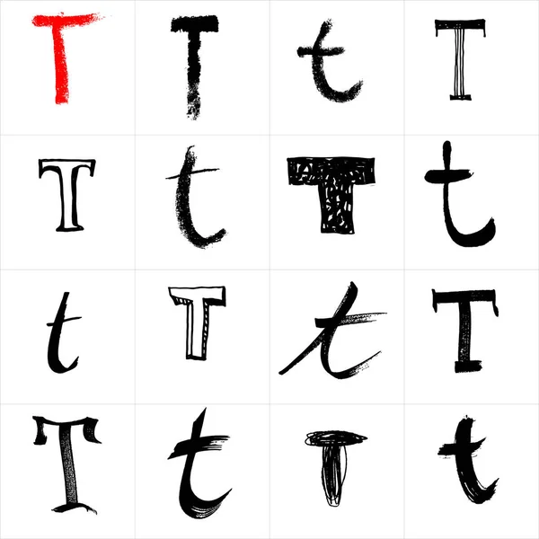 ベクトル文字 手書きの手紙 スプレーで描かれた文字は インクペン ハイライターや他の材料ができます さまざまな材料 ライン デバイス テンプレートのセット — ストックベクタ