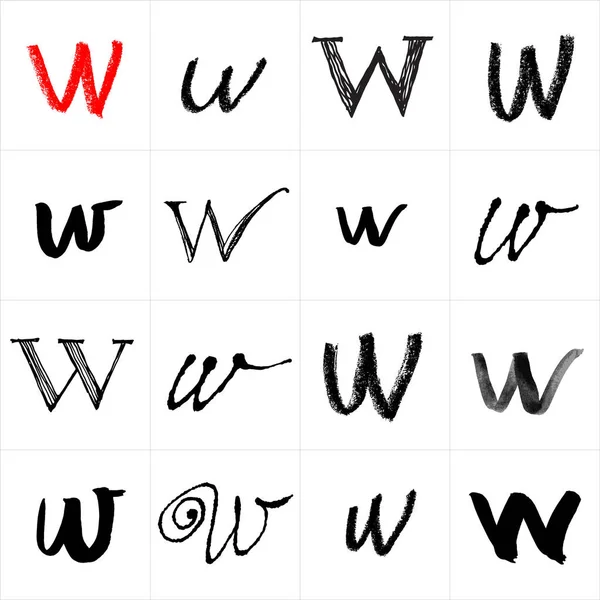 ベクトル文字 手書きの手紙 スプレーで描かれた文字は インクペン ハイライターや他の材料ができます さまざまな材料 ライン デバイス テンプレートのセット — ストックベクタ