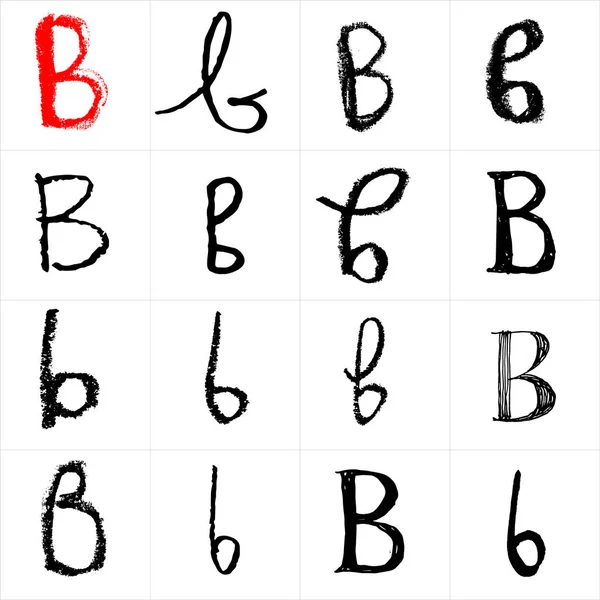 ベクトル文字 手書きの手紙 スプレーで描かれた文字は インクペン ハイライターや他の材料ができます さまざまな材料 ライン デバイス テンプレートのセット — ストックベクタ