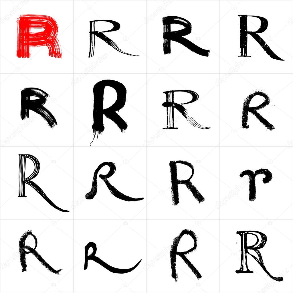  Vector letters. Hand drawn letters. Letters drawn using spray can, inkpen, highlighters and others materials. Variety materials, lines and devices. Set of templates.