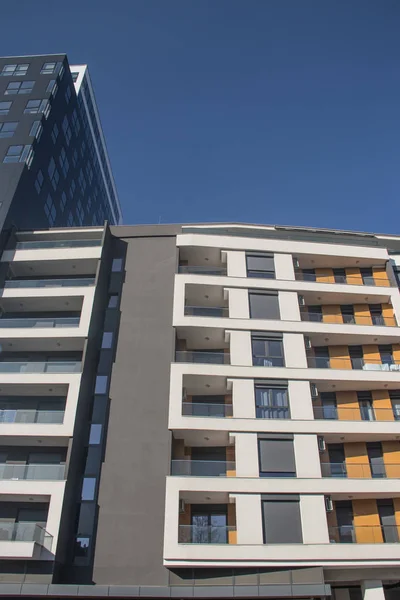 Arquitectura Diseño Edificios Modernos Apartamentos Estrenar Belgrado Serbia —  Fotos de Stock