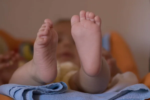 Healthy Baby Feet Cradle Beautiful Childhood Infant Months — Stock Photo, Image