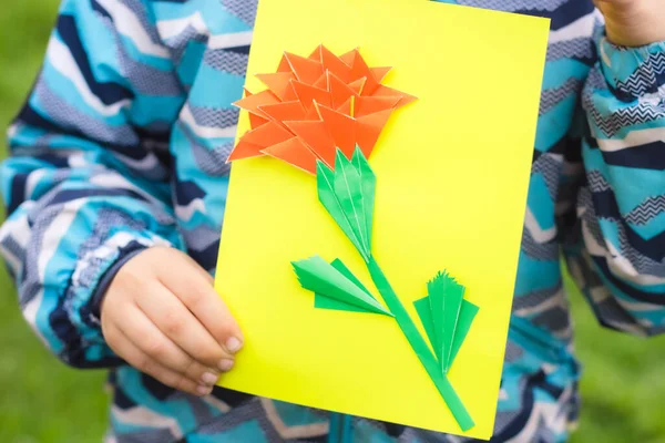 Greating card voor de 9 mei Victory Day. Kinderen creativiteit — Stockfoto