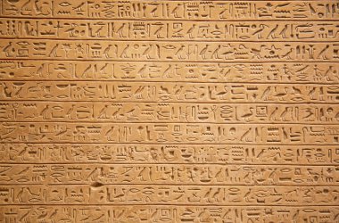 mystery hieroglyphs on wall clipart