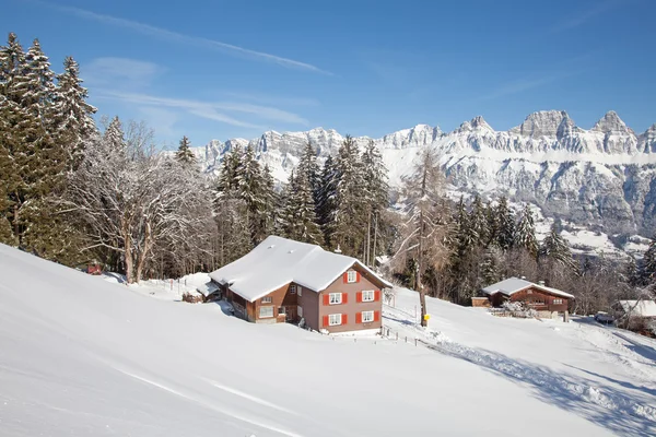 Chill Inverno em alpes suíços — Fotografia de Stock