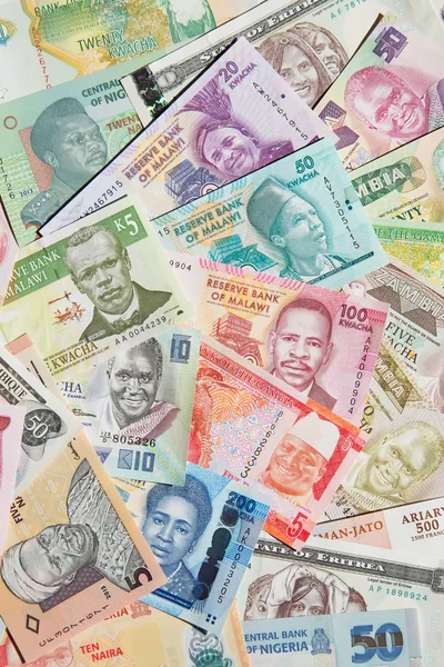 Разнообразие африканских банкнот — стоковое фото