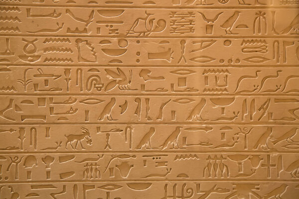 Egyptian hieroglyphs on the wall