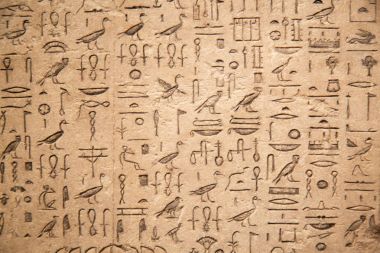 Egyptian Hieroglyphs on wall clipart