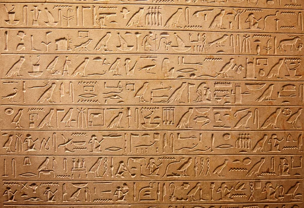 Egyptiska hieroglyfer på vägg — Stockfoto