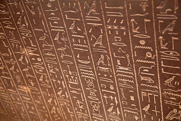 Egyptiska hieroglyfer på vägg — Stockfoto