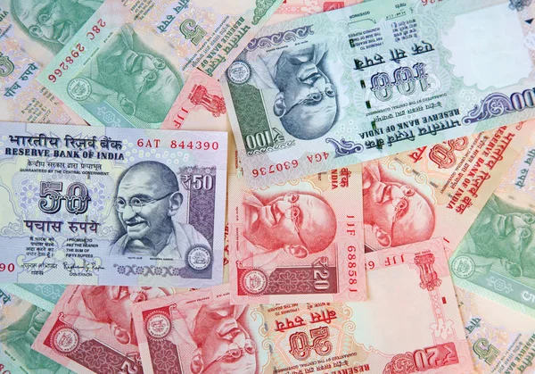 Raccolta di banconote indiane — Foto Stock