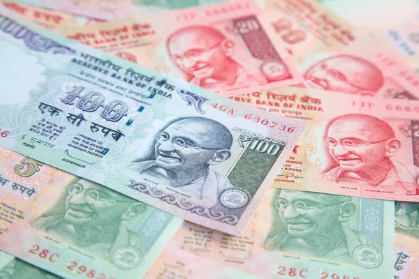 Samling av indiska sedlar — Stockfoto