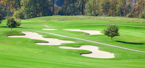 Grönt gräs på golfbana — Stockfoto