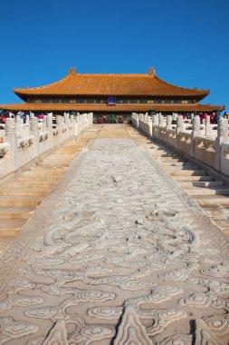 Beijing, Çin - 14 Ekim 2017: Yasak Şehir (Sarayı Müzesi), kimden Ming Hanedanı Çin İmparatorluk Sarayı sonuna Qing Hanedanı (1420-1912).