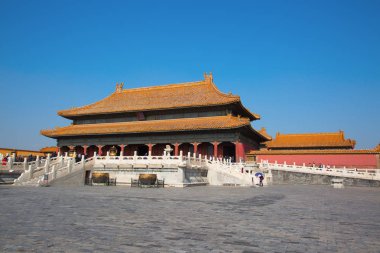 Beijing, Çin - 14 Ekim 2017: Yasak Şehir (Sarayı Müzesi), kimden Ming Hanedanı Çin İmparatorluk Sarayı sonuna Qing Hanedanı (1420-1912).