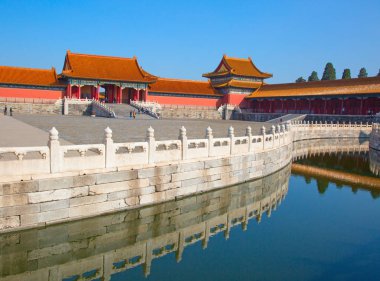 Beijing, Çin - 14 Ekim 2017: Yasak Şehir (Sarayı Müzesi), kimden Ming Hanedanı Çin İmparatorluk Sarayı sonuna Qing Hanedanı (1420-1912).