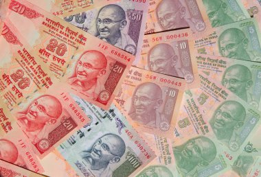 Farklı Hint banknotlar topluluğu